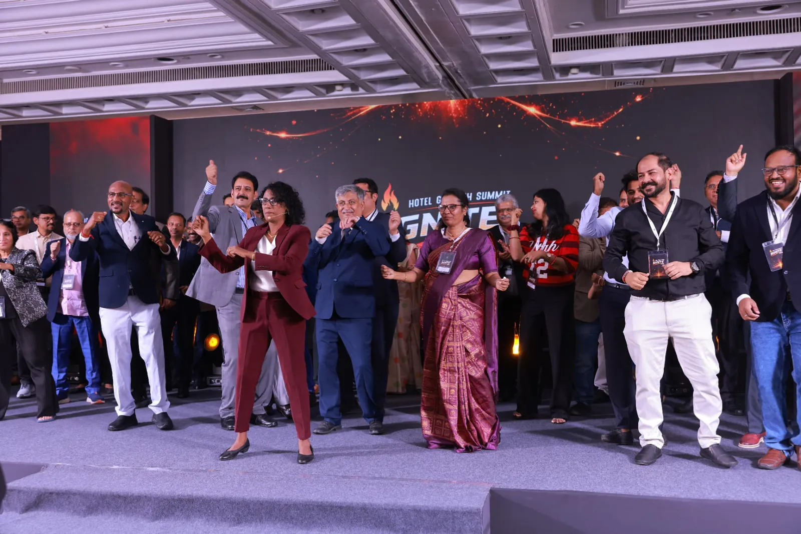 Celebrating on stage